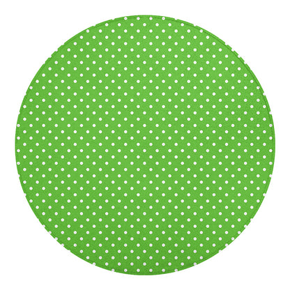 Lime Green And White Polka Dot Print Round Blanket