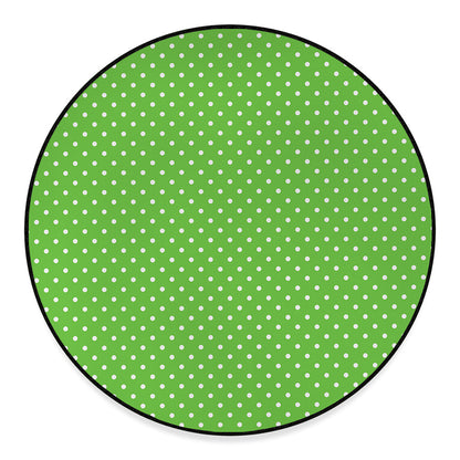 Lime Green And White Polka Dot Print Round Floor Mat