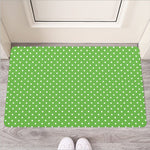 Lime Green And White Polka Dot Print Rubber Doormat