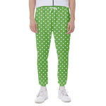 Lime Green And White Polka Dot Print Scuba Joggers