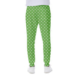 Lime Green And White Polka Dot Print Scuba Joggers