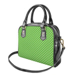 Lime Green And White Polka Dot Print Shoulder Handbag