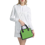 Lime Green And White Polka Dot Print Shoulder Handbag