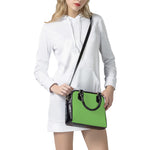 Lime Green And White Polka Dot Print Shoulder Handbag
