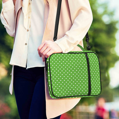 Lime Green And White Polka Dot Print Shoulder Strap Bible Bag