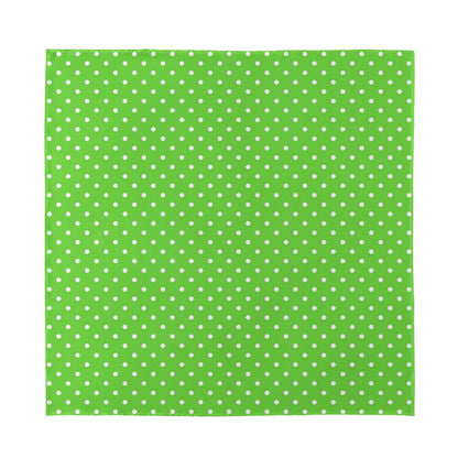 Lime Green And White Polka Dot Print Silk Bandana