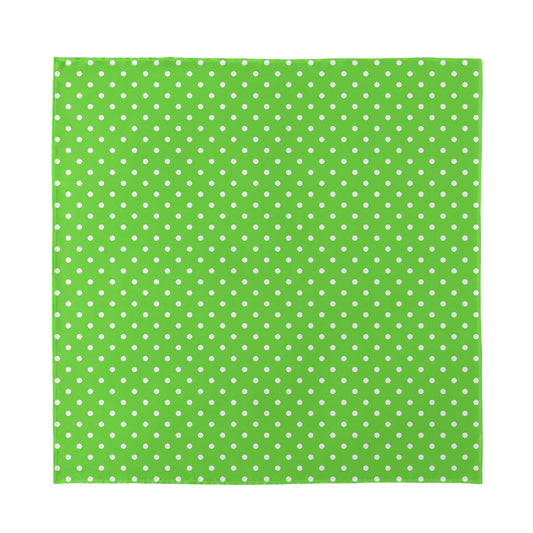 Lime Green And White Polka Dot Print Silk Bandana