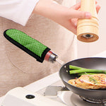 Lime Green And White Polka Dot Print Skillet Handle Cover