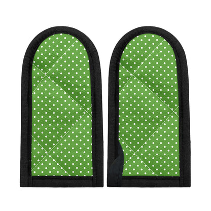 Lime Green And White Polka Dot Print Skillet Handle Cover