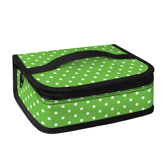 Lime Green And White Polka Dot Print Small Lunch Bag