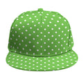 Lime Green And White Polka Dot Print Snapback Cap
