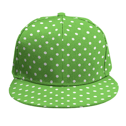 Lime Green And White Polka Dot Print Snapback Cap