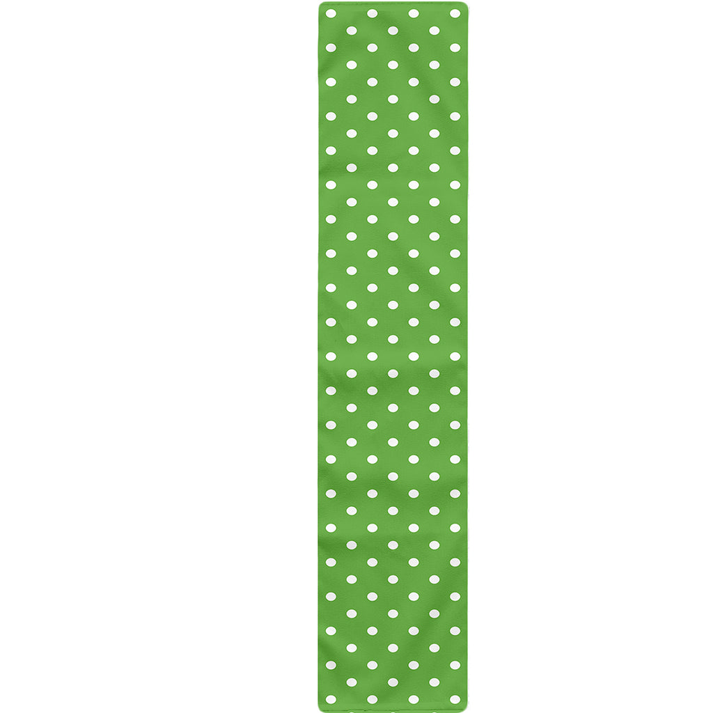 Lime Green And White Polka Dot Print Table Runner