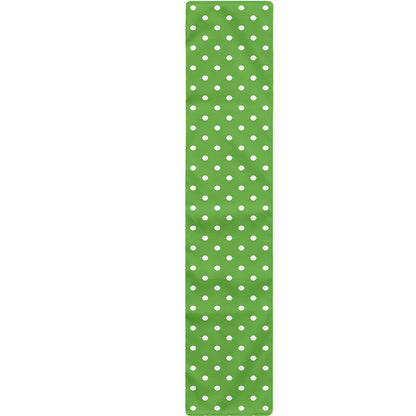 Lime Green And White Polka Dot Print Table Runner