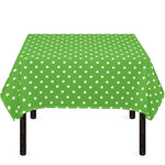 Lime Green And White Polka Dot Print Tablecloth
