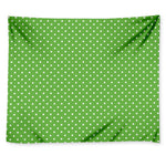 Lime Green And White Polka Dot Print Tapestry