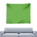 Lime Green And White Polka Dot Print Tapestry