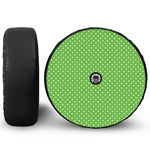 Lime Green And White Polka Dot Print Tire Cover With Camera Hole