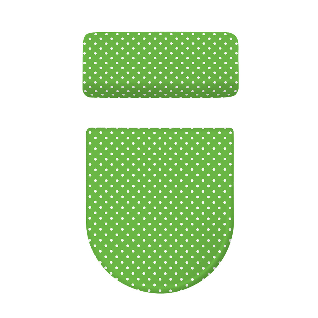 Lime Green And White Polka Dot Print Toilet Lid And Tank Cover Set