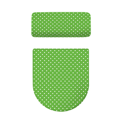 Lime Green And White Polka Dot Print Toilet Lid And Tank Cover Set