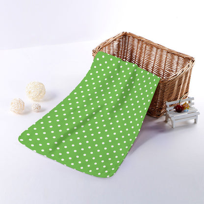 Lime Green And White Polka Dot Print Towel