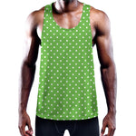 Lime Green And White Polka Dot Print Training Tank Top