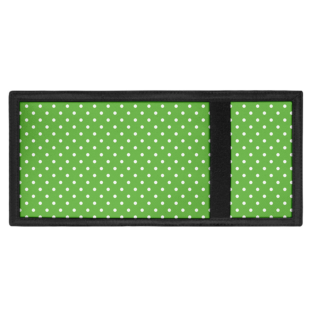 Lime Green And White Polka Dot Print Trifold Wallet