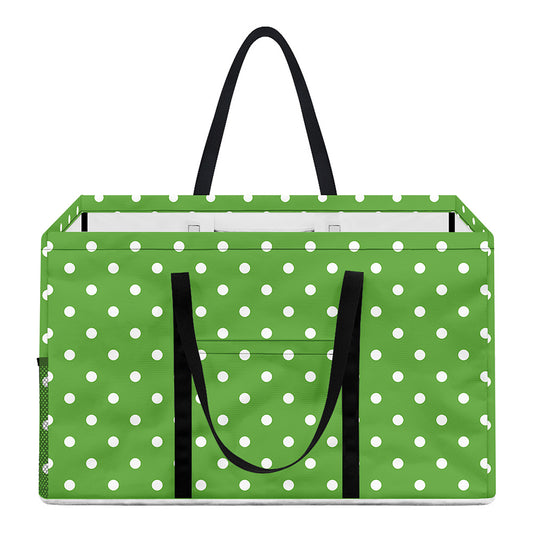 Lime Green And White Polka Dot Print Utility Tote Bag