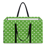 Lime Green And White Polka Dot Print Utility Tote Bag
