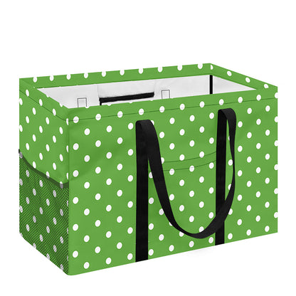 Lime Green And White Polka Dot Print Utility Tote Bag
