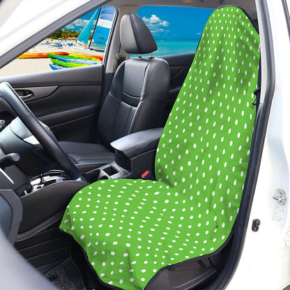 Lime Green And White Polka Dot Print Waterproof Car Seat Cover