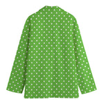 Lime Green And White Polka Dot Print Women's Blazer