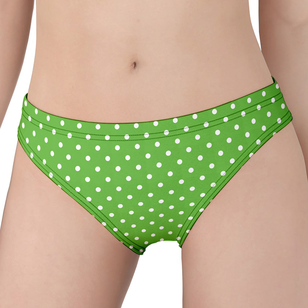 Lime Green And White Polka Dot Print Women's Panties