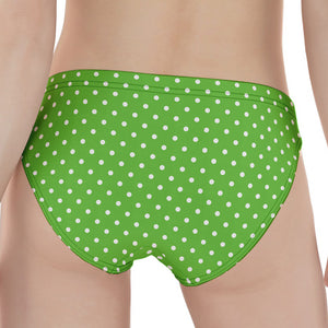 Lime Green And White Polka Dot Print Women's Panties