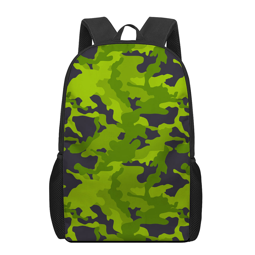 Lime Green Camouflage Print 17 Inch Backpack