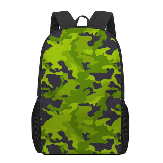 Lime Green Camouflage Print 17 Inch Backpack