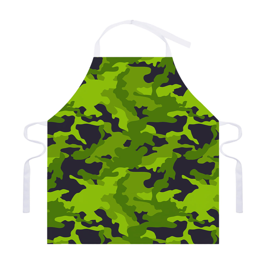 Lime Green Camouflage Print Adjustable Apron