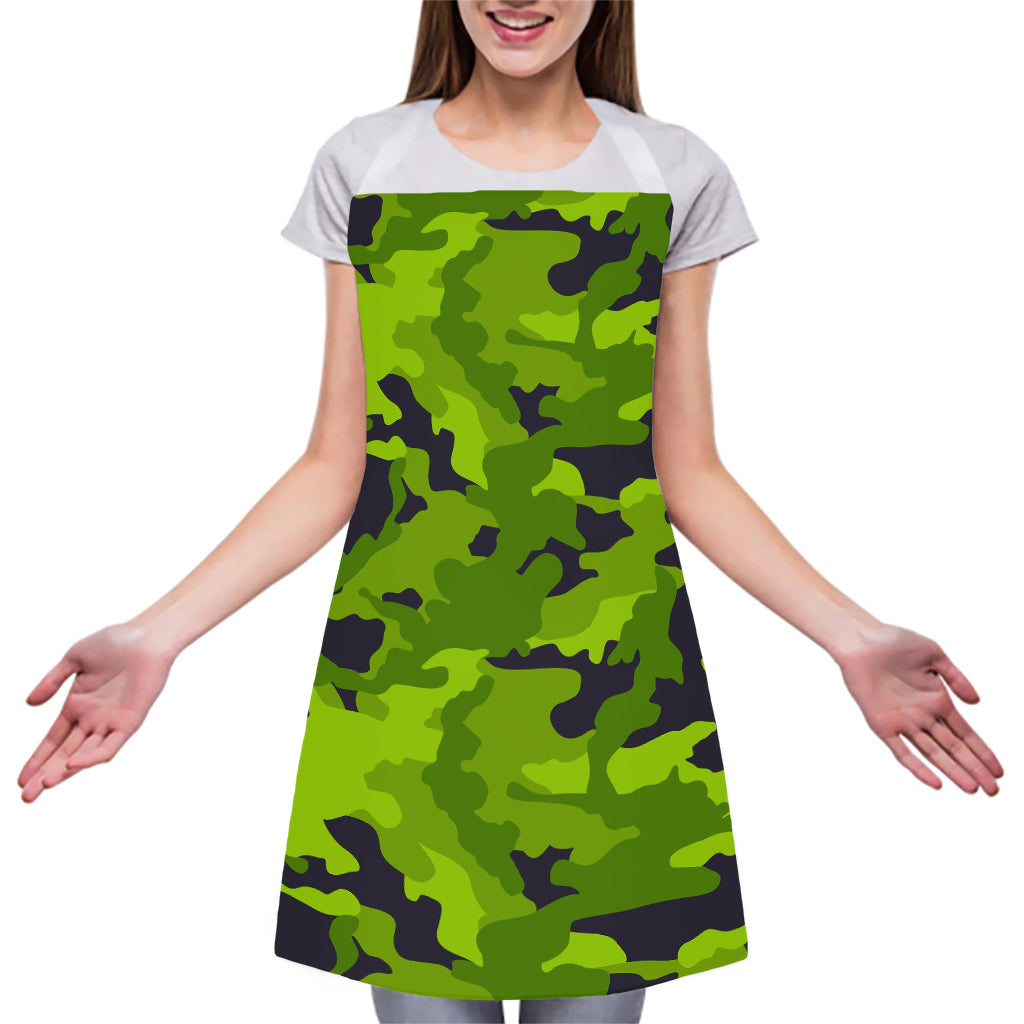 Lime Green Camouflage Print Adjustable Apron