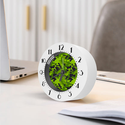 Lime Green Camouflage Print Alarm Clock