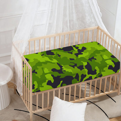 Lime Green Camouflage Print Baby Crib Sheet
