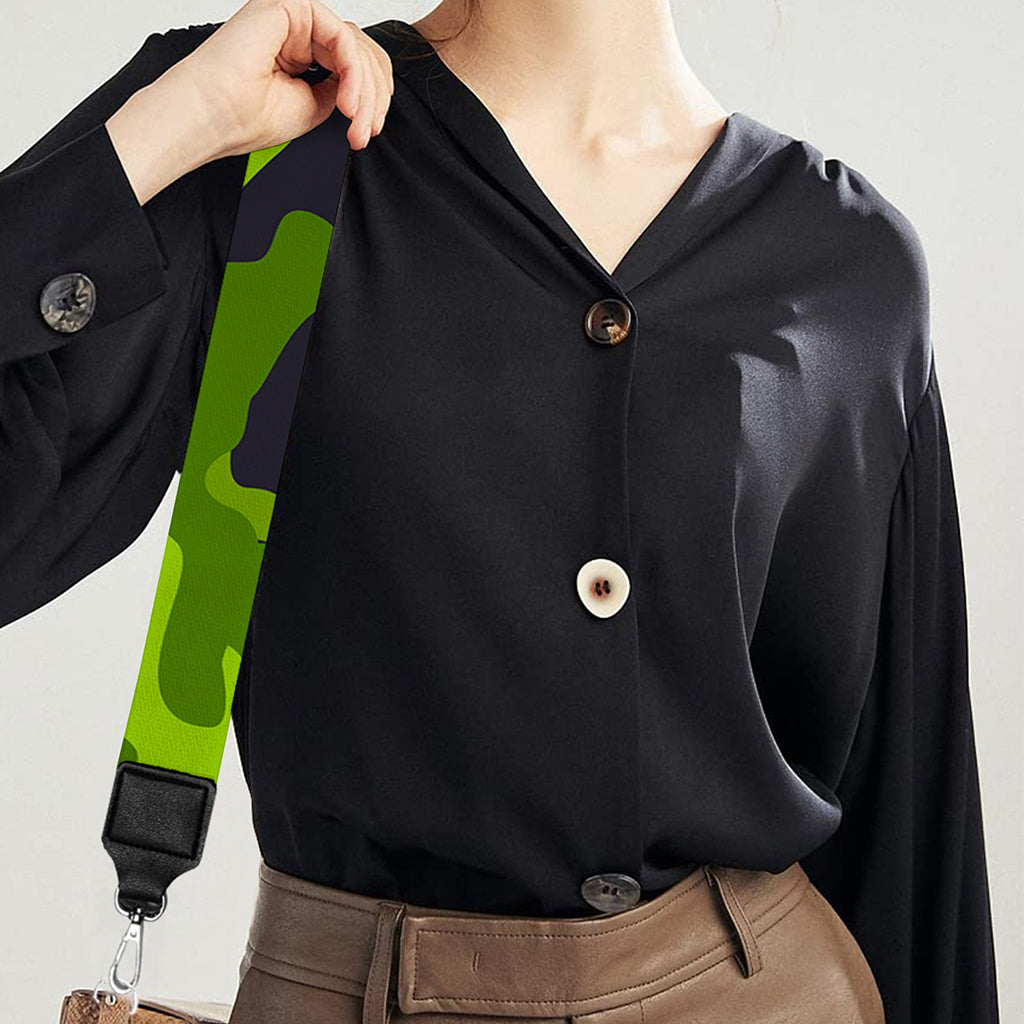 Lime Green Camouflage Print Bag Strap
