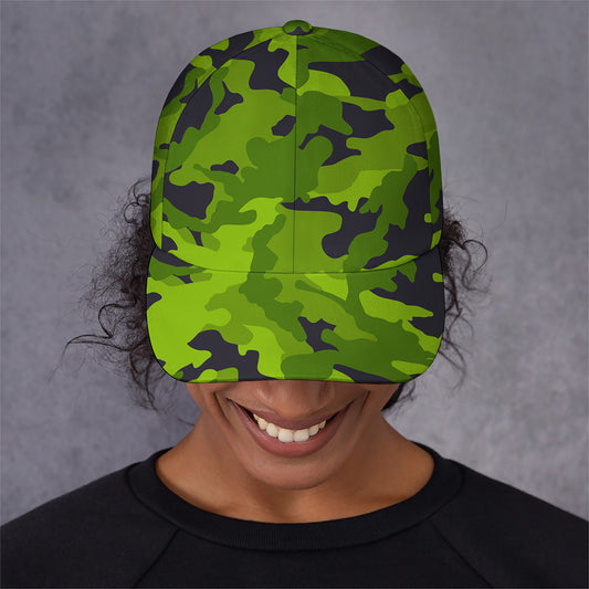 Lime Green Camouflage Print Baseball Cap