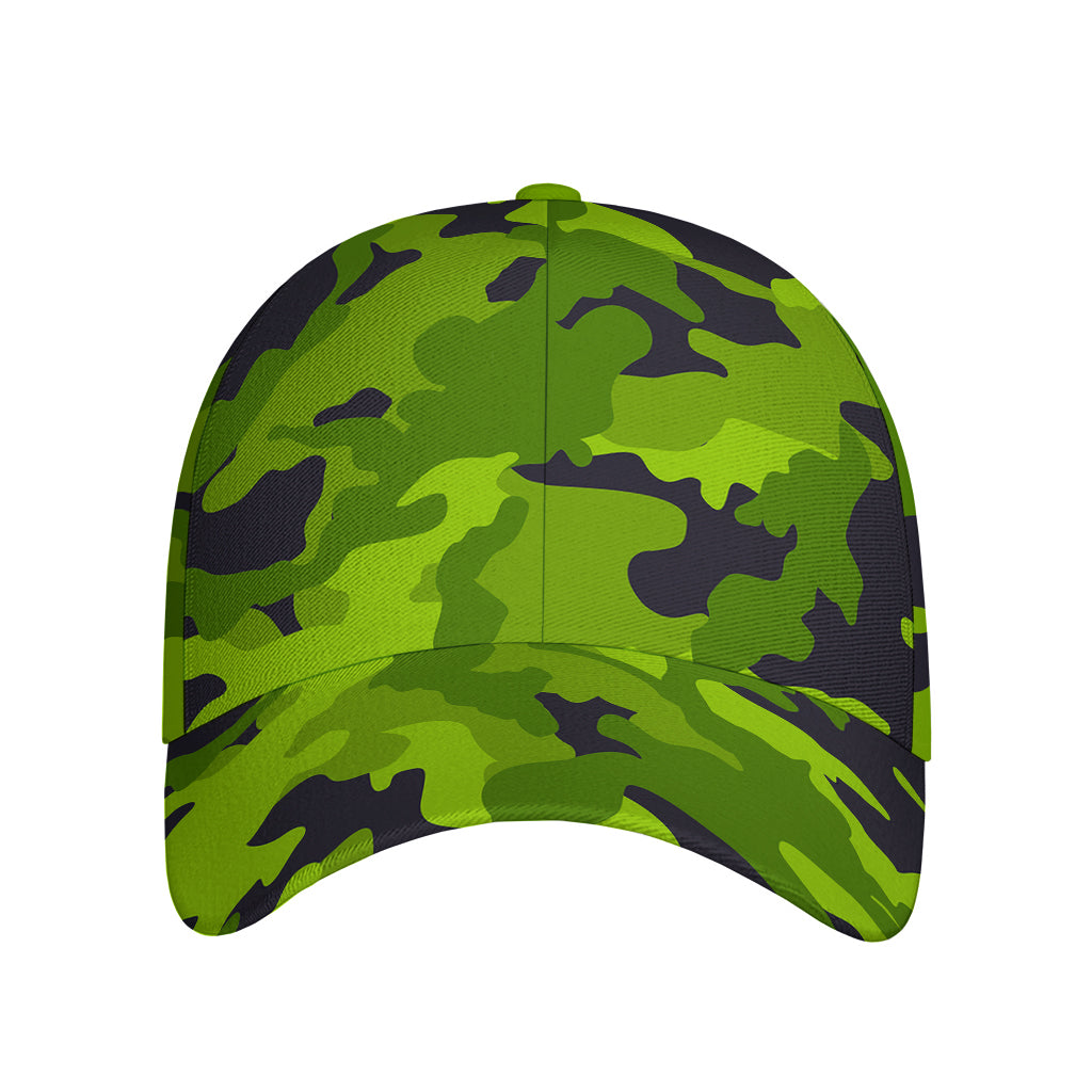 Lime Green Camouflage Print Baseball Cap