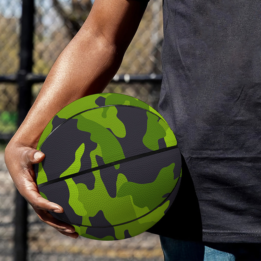 Lime Green Camouflage Print Basketball
