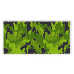 Lime Green Camouflage Print Beach Towel