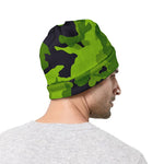 Lime Green Camouflage Print Beanie