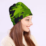 Lime Green Camouflage Print Beanie