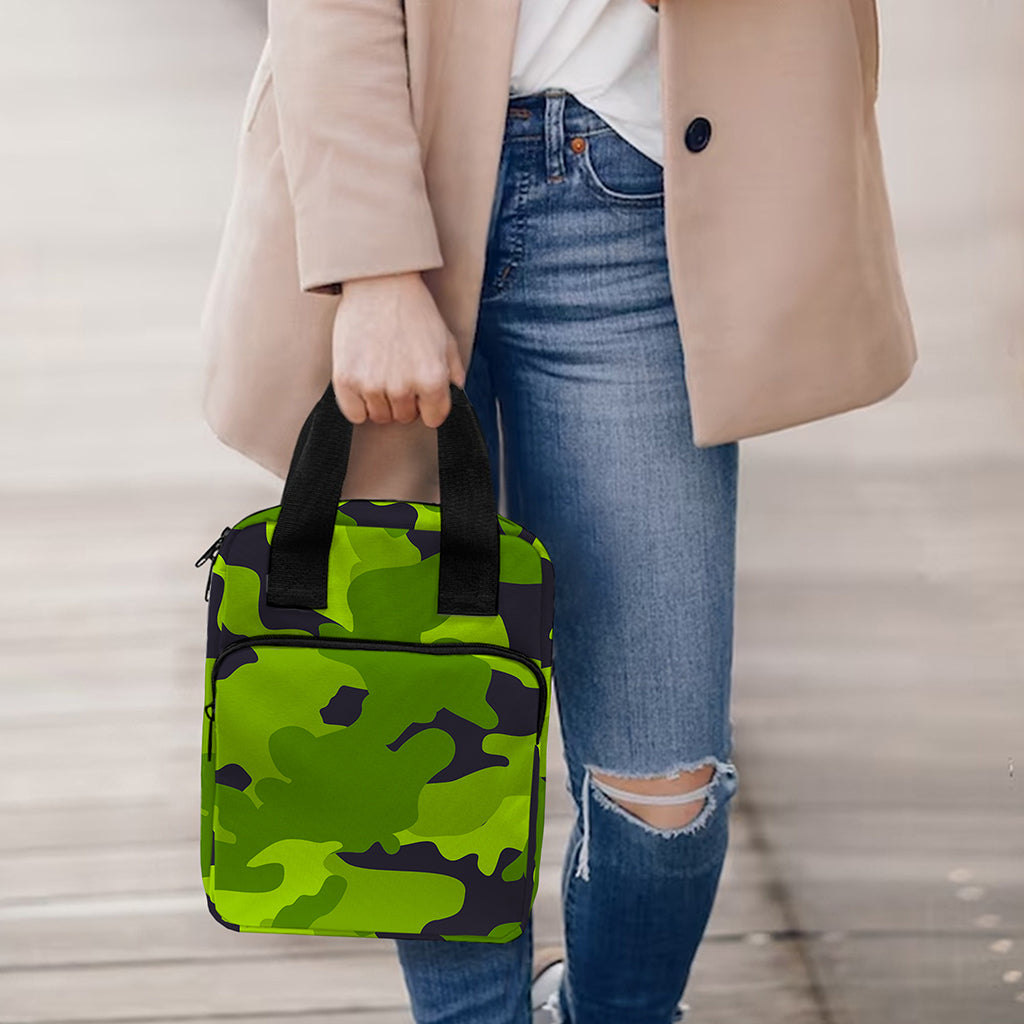 Lime Green Camouflage Print Bible Tote Bag