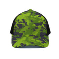 Lime Green Camouflage Print Black Mesh Trucker Hat
