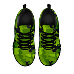 Lime Green Camouflage Print Black Running Shoes